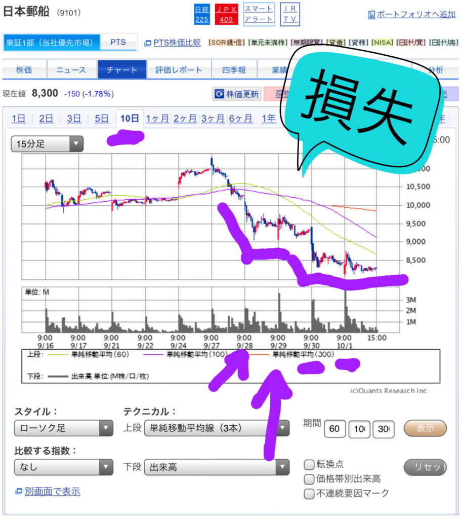 （出典）SBI  日本郵船（9101）10 days