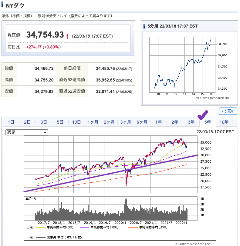 出典）SBI NYDW 20220319 5y