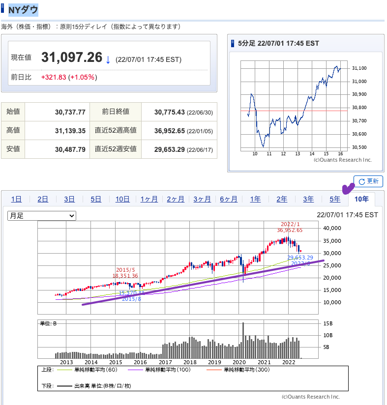 出典）SBI NYDW 10y 220702