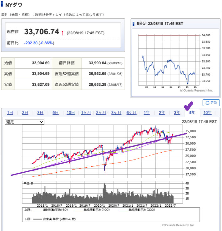 出典）SBI NYDW 5y 220820